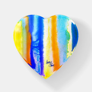 SPWW Among the Horizon Blue & Orange Heart Shaped Paperweight