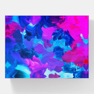 SPWW Electric Vibes Blue and Pink Abstract Paperweight