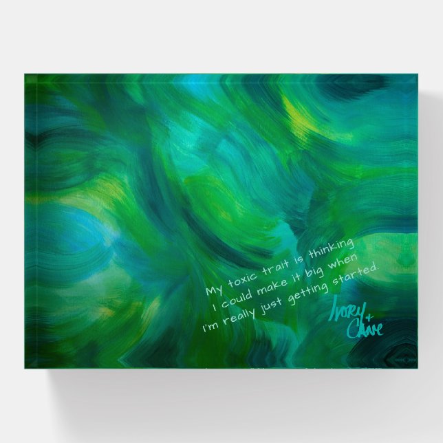 SPWW Green with Envy Green and Teal and Green Paperweight (Front)