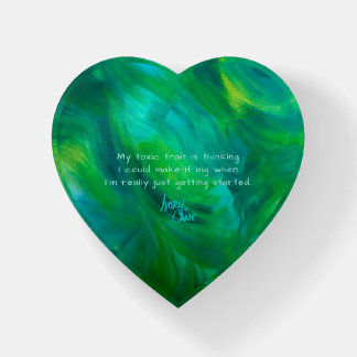 SPWW Green with Envy Green &Teal and Green Heart Paperweight