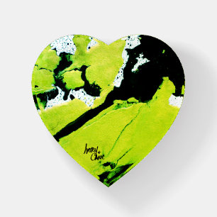 SPWW Keylime n' Slime Black & Green Abstract Heart Paperweight