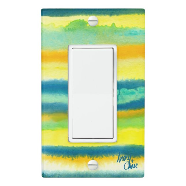 SPWW Tangoed Tiers Teal & Orange Single Rocker Light Switch Cover (In Situ)