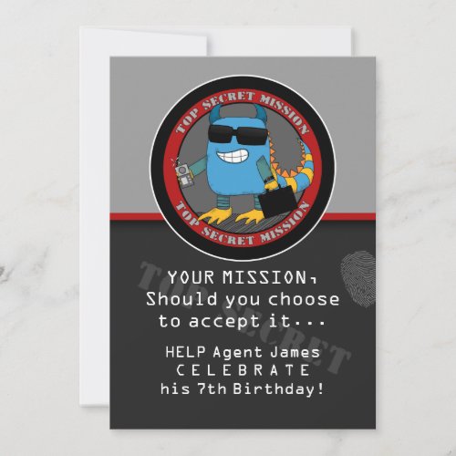 SPY Birthday Party Announcements