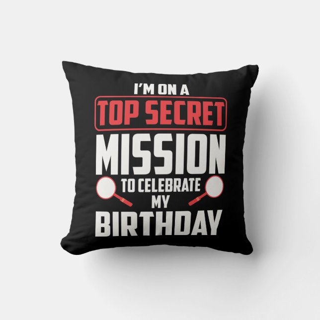 Spy Birthday Party Theme Top Secret Mission Throw Pillow (Front)