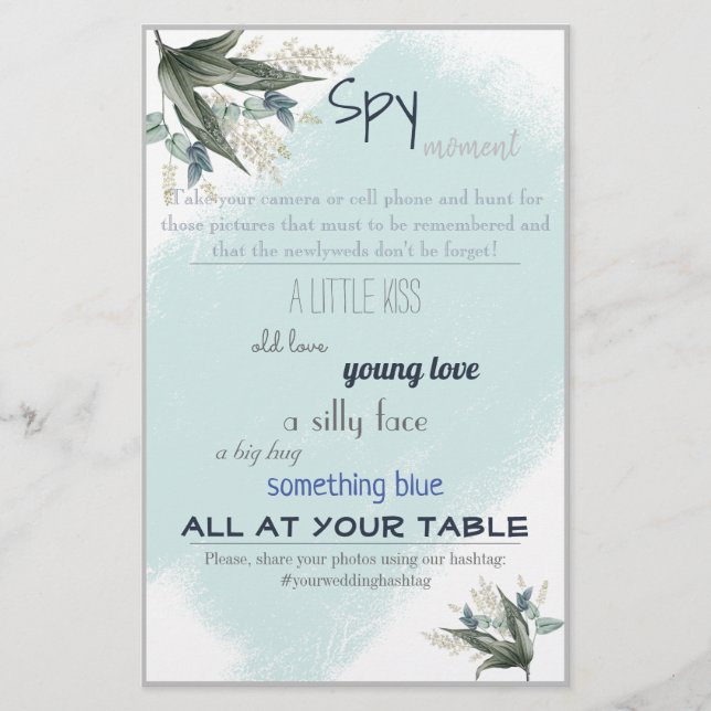Spy Bridal Wedding Game Flyer (Front)