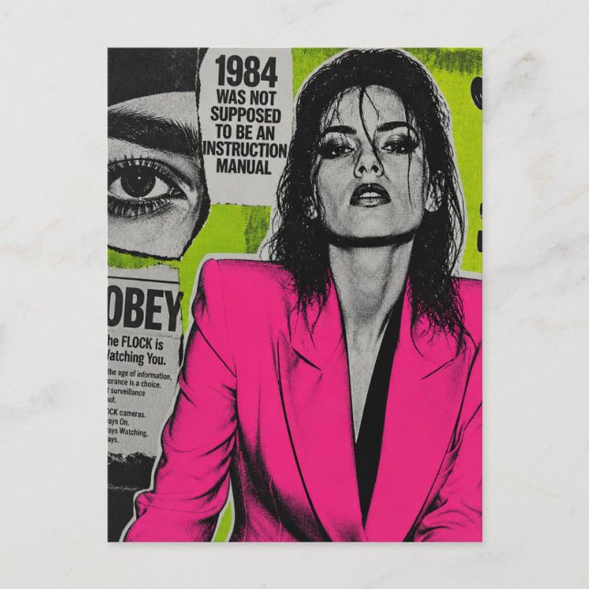 Spy Cameras Are Everywhere Dystopia 1984 Collage Postcard (Front)