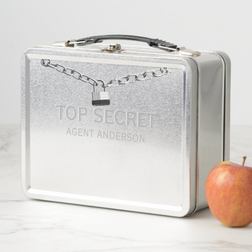 SPY or AGENT Personalized Top Secret Kids Metal Metal Lunch Box