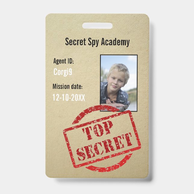 Spy Party Secret Agent Invite Badge (Front)