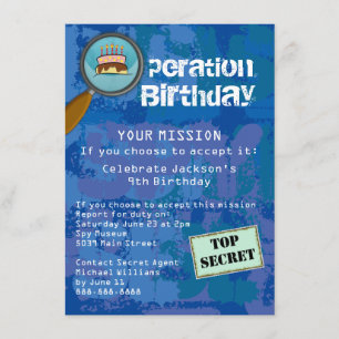 Spy / Secret / Special Agent Birthday Party Invitation