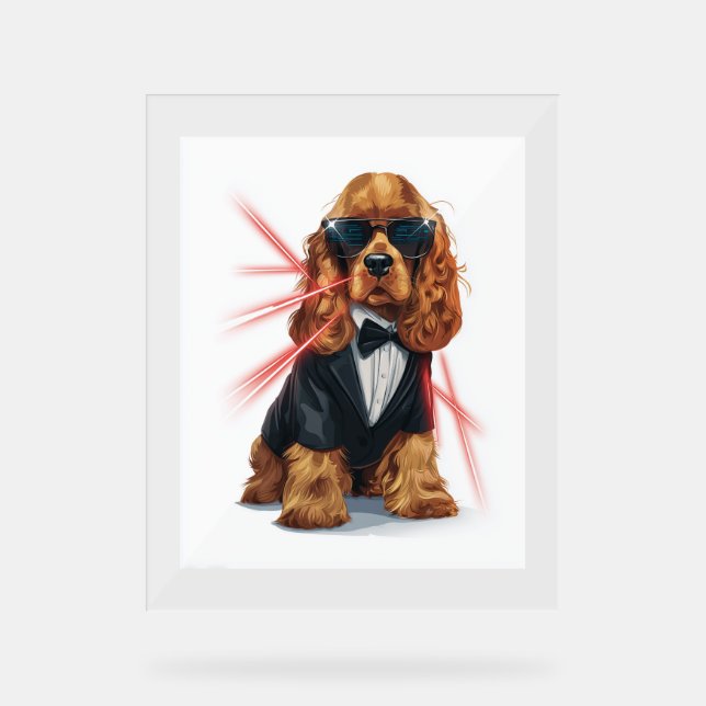 Spy Spaniel – Secret Agent Dog Acrylic Sign (Front)