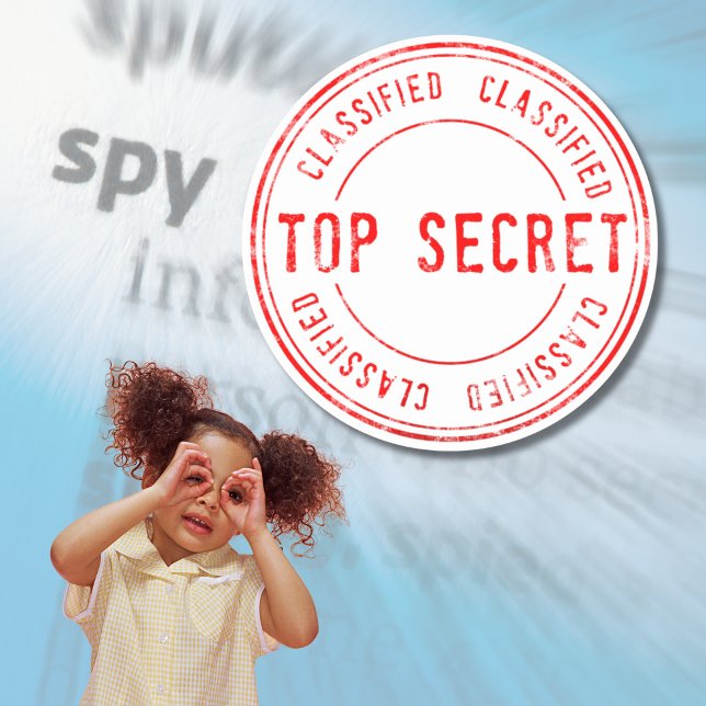 Spy Surprise Birthday Party Top Secret Classified  Classic Round Sticker (Spy Kids Birthday Party Top Secret Classic Round Sticker)