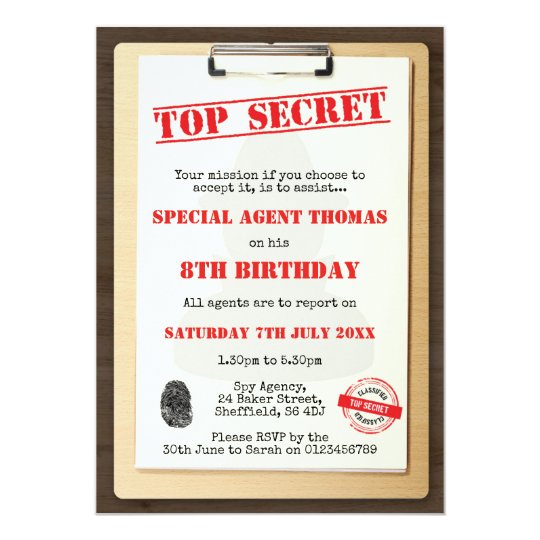 Spy themed birthday party invitation | Zazzle.com