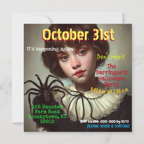 Spyder Scentia cREEPY Victorian Adult Halloween Invitation