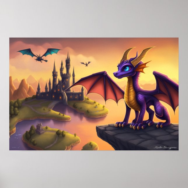 Spyro the Little Dragon fantasy art poster (Front)