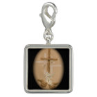 Sq. charm plated sterling silver