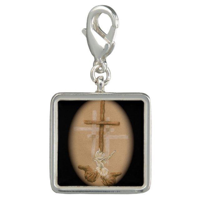 Sq. charm plated sterling silver (Front)