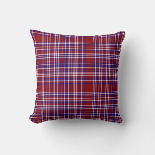 SqPlaid PillowRed_White_Blue Collection 07 Throw Pillow