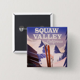 Sqaw Valley California travel poster. Button