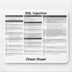 SQL Injection Commands Cheat Sheet Mouse Pad