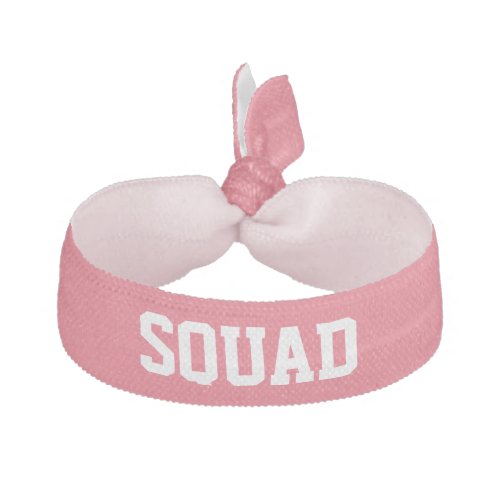 Squad Coral Pink  White Elastic Hair Tie