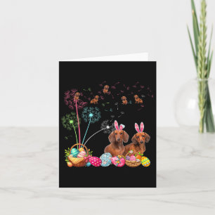 Squad Easter Couple Bunny Dachshunds Dandelions Hu Card