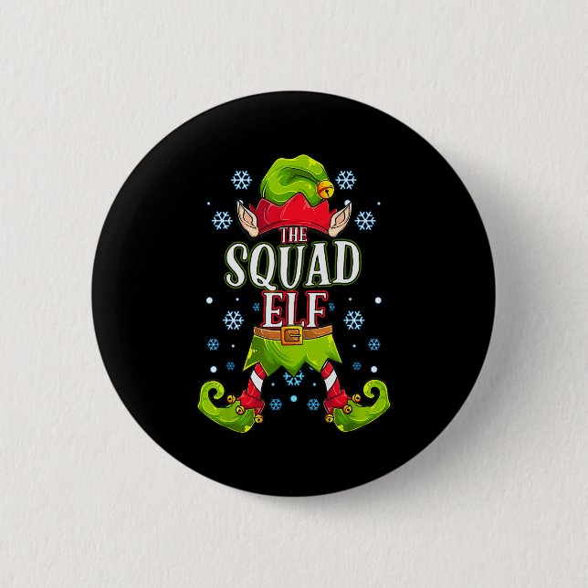Squad Elf Matching Family Group Christmas Party  Button (Front)