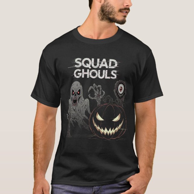 Squad Ghouls Glitch Horror Halloween T-Shirt (Front)