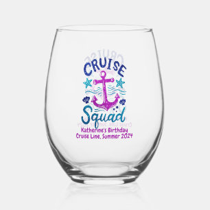 Squad Group Friends Custom Birthday Event Stemless Wine Glass
