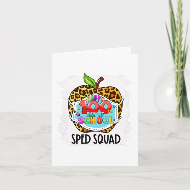 Squad Happy 100th Day Of School Face Mask Sped Ed  Card (Front)