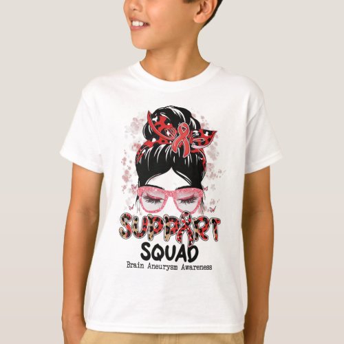 Squad Messy Bun Butterfly Brain Aneurysm Awareness T_Shirt