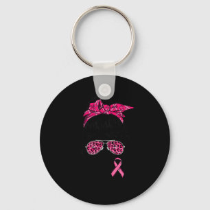 Squad Messy Bun Pink Warrior Breast Cancer Awarene Keychain