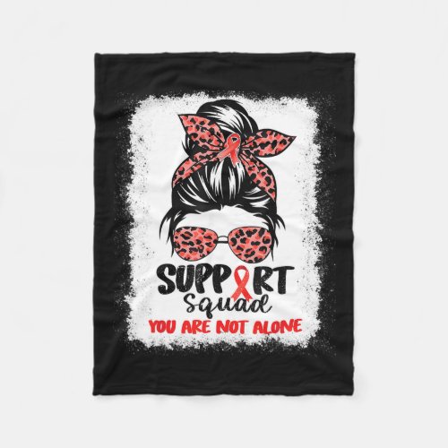 Squad Messy Bun Red Warrior Blood Cancer Awareness Fleece Blanket