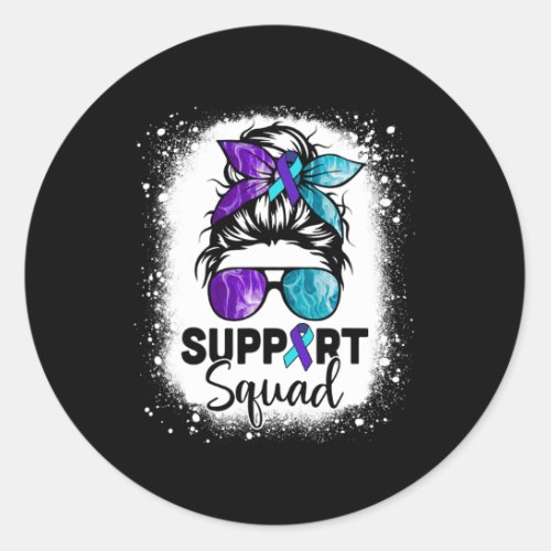 Squad Messy Bun Suicide Prevention Awareness 1  Classic Round Sticker