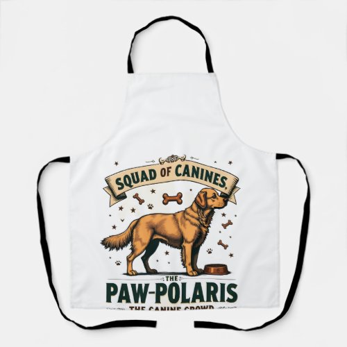 Squad of Canines Vintage Dog Pun Graphic with Gold Apron