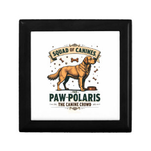Squad of Canines Vintage Dog Pun Graphic with Gold Gift Box