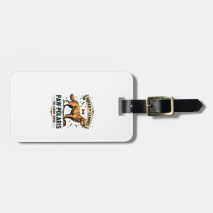 Squad of Canines Vintage Dog Pun Graphic with Gold Luggage Tag