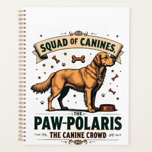 Squad of Canines Vintage Dog Pun Graphic with Gold Planner