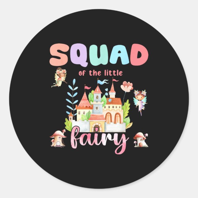 Squad Of The Little Fairy 1st Birthday Girl Fairyt Classic Round Sticker (Front)