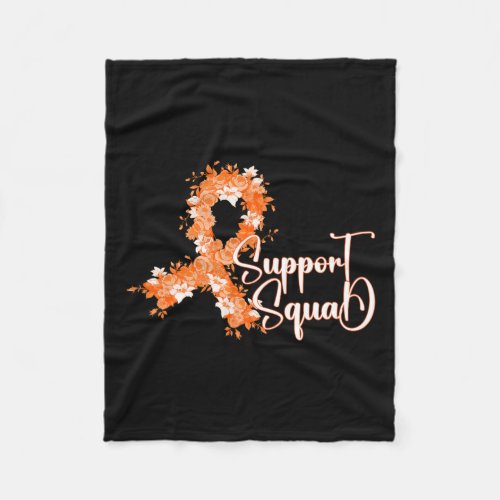 Squad Orange Ribbon Leukemia Blood Cancer Awarenes Fleece Blanket