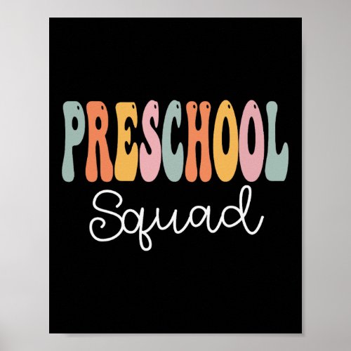 Squad Retro Groovy Women Happy First Day Of School Poster