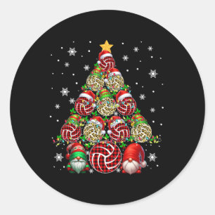 Squad Santa Elf Leopard Volleyball Equipment Xmas  Classic Round Sticker