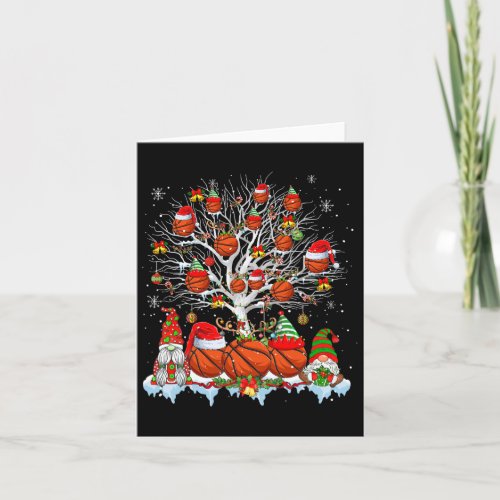 Squad Santa Reindeer Basketball Balls On Xmas Tree Card