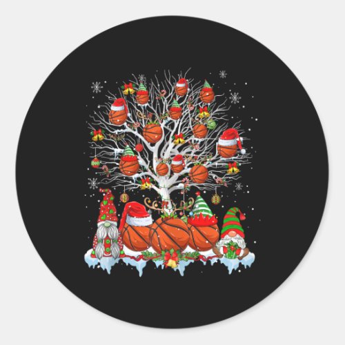 Squad Santa Reindeer Basketball Balls On Xmas Tree Classic Round Sticker