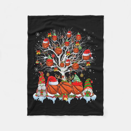 Squad Santa Reindeer Basketball Balls On Xmas Tree Fleece Blanket