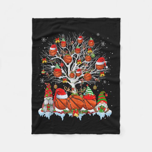 Squad Santa Reindeer Basketball Balls On Xmas Tree Fleece Blanket