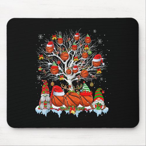 Squad Santa Reindeer Basketball Balls On Xmas Tree Mouse Pad