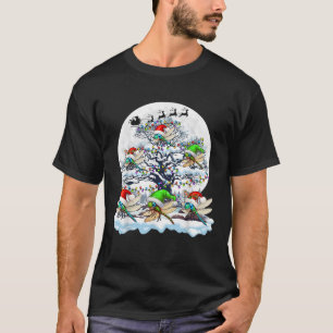 Squad Santa Reindeer Elf Dragonflies On Xmas Tree  T-Shirt