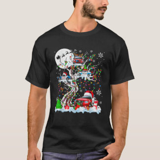Squad Santa Reindeer Elf Police Cars On Xmas Tree T-Shirt