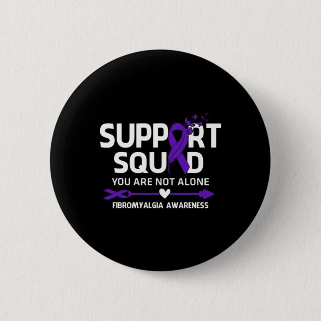 Squad Warrior Fibromyalgia Awareness Feather  Button (Front)