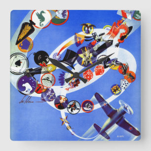 Squadron Insignia Square Wall Clock